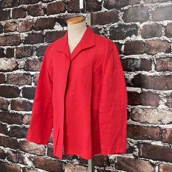 Ellen Tracy Linda Allard Jacket Blazer Suit Coat Red Linen Size 6 - Picture 6 of 11